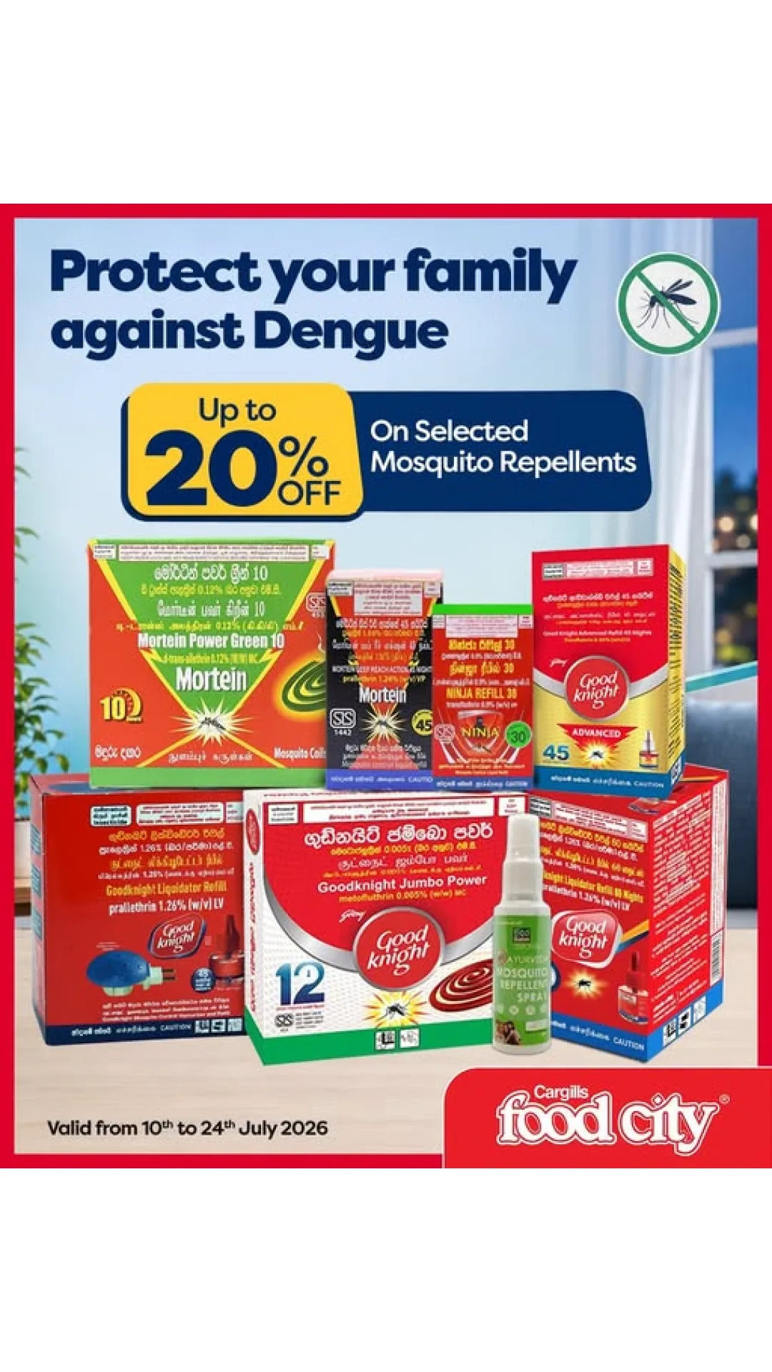 Get up to 20% OFF on selected mosquito repellents at Cargills Food City.